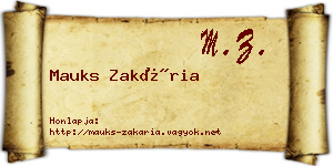 Mauks Zakária névjegykártya